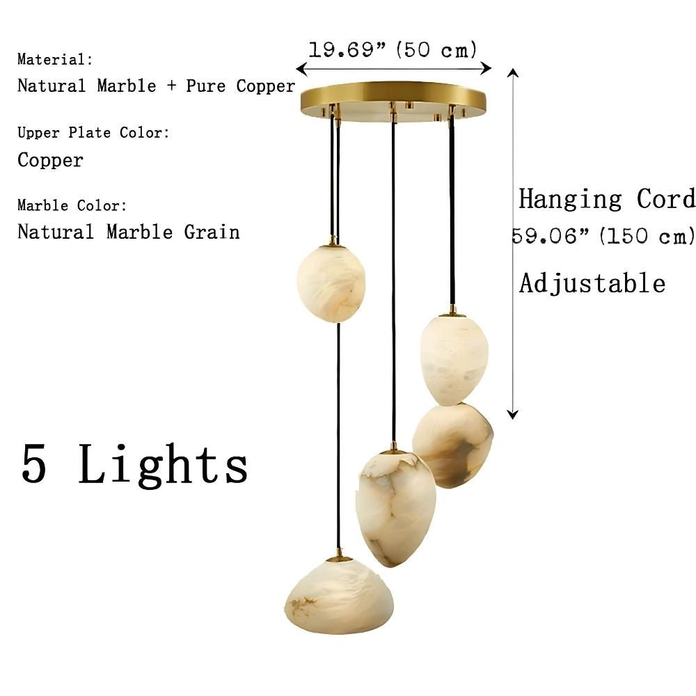 Sage Marble Chandelier - 5 LightsBlushlighting