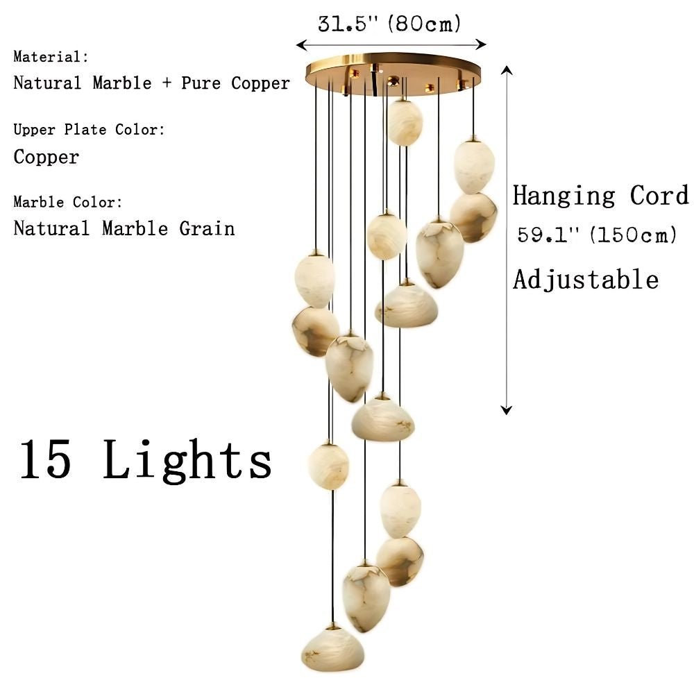 Sage Marble Chandelier - 5 LightsBlushlighting