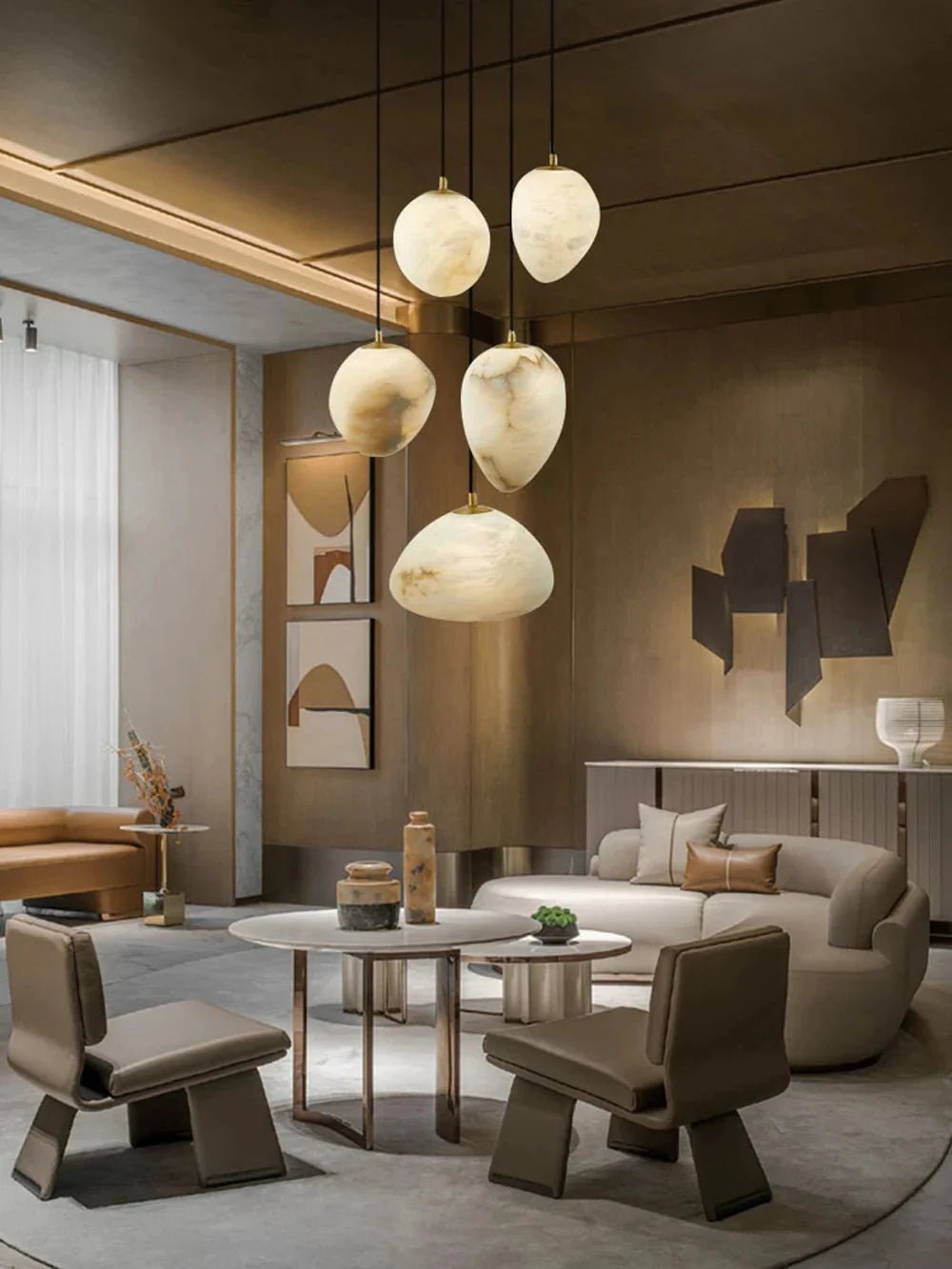 Sage Marble Chandelier - 10 LightsBlushlighting
