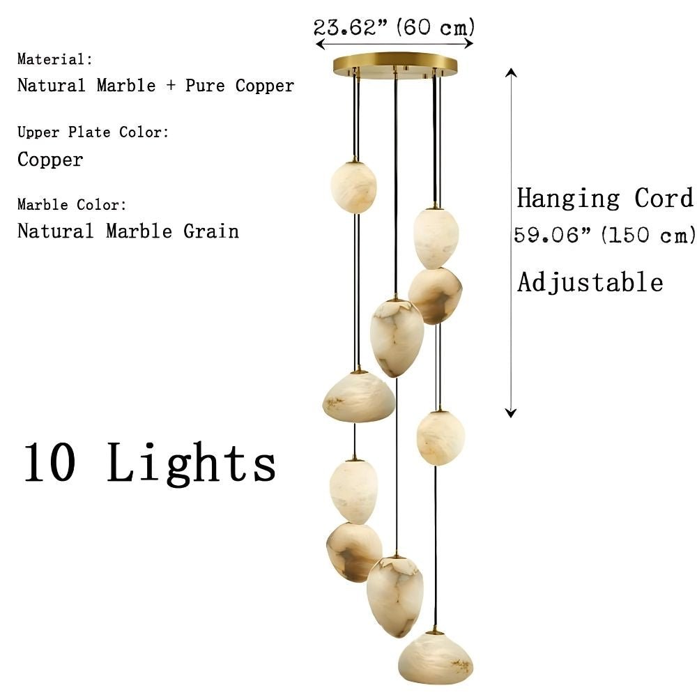 Sage Marble Chandelier - 5 LightsBlushlighting