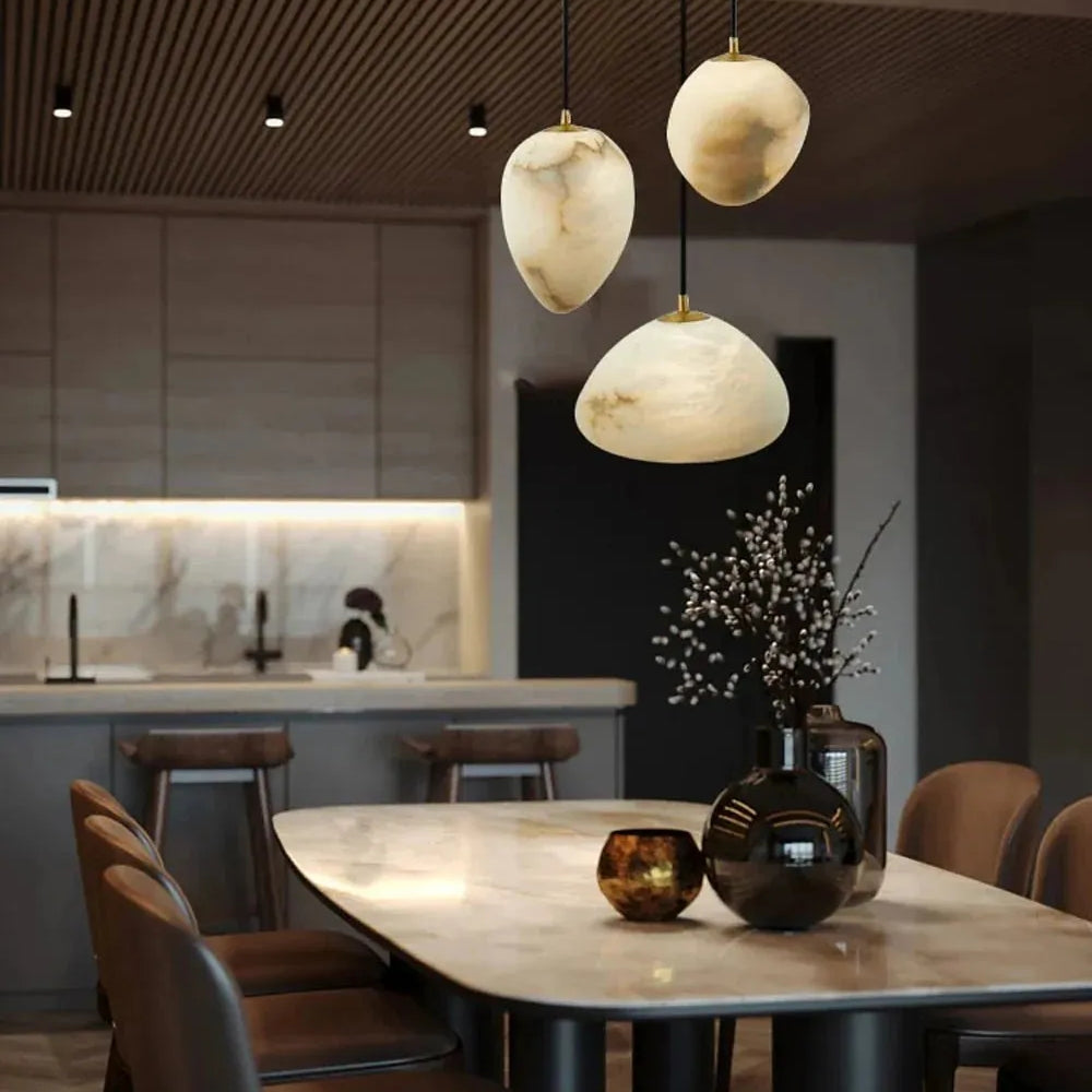 Sage Marble Chandelier - 3 LightsBlushlighting