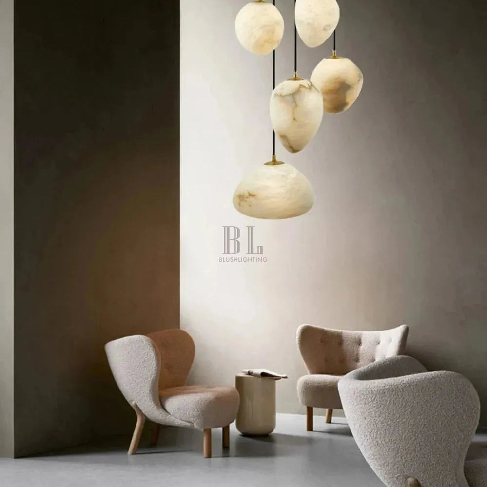 Sage Marble Chandelier - 3 LightsBlushlighting