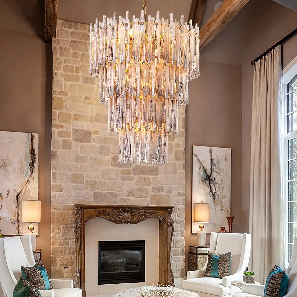 Saint Roch Modern Glass Chandelier Brass & Glass - LargeBlushlighting