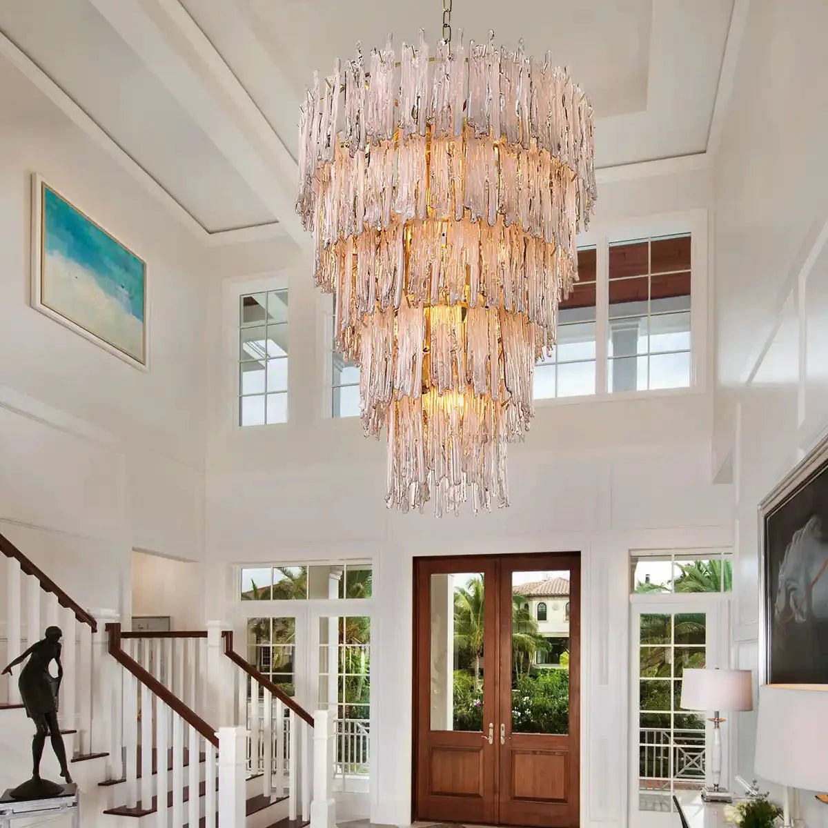 Saint Roch Modern Glass Chandelier Brass & Glass - LargeBlushlighting