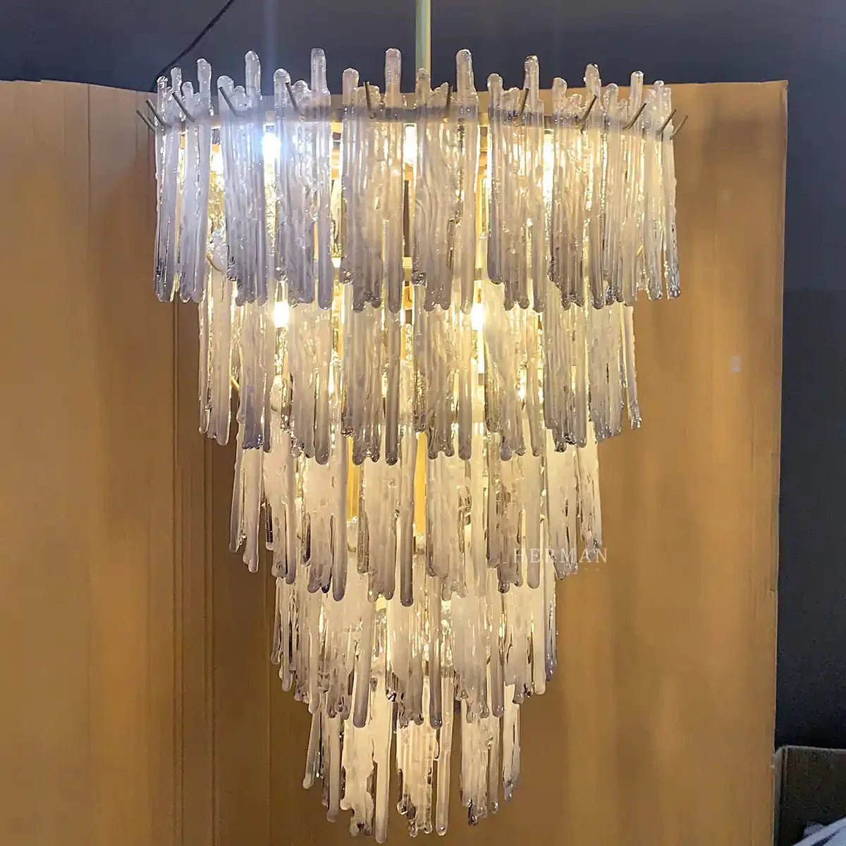 Saint Roch Modern Glass Chandelier Brass & Glass - LargeBlushlighting
