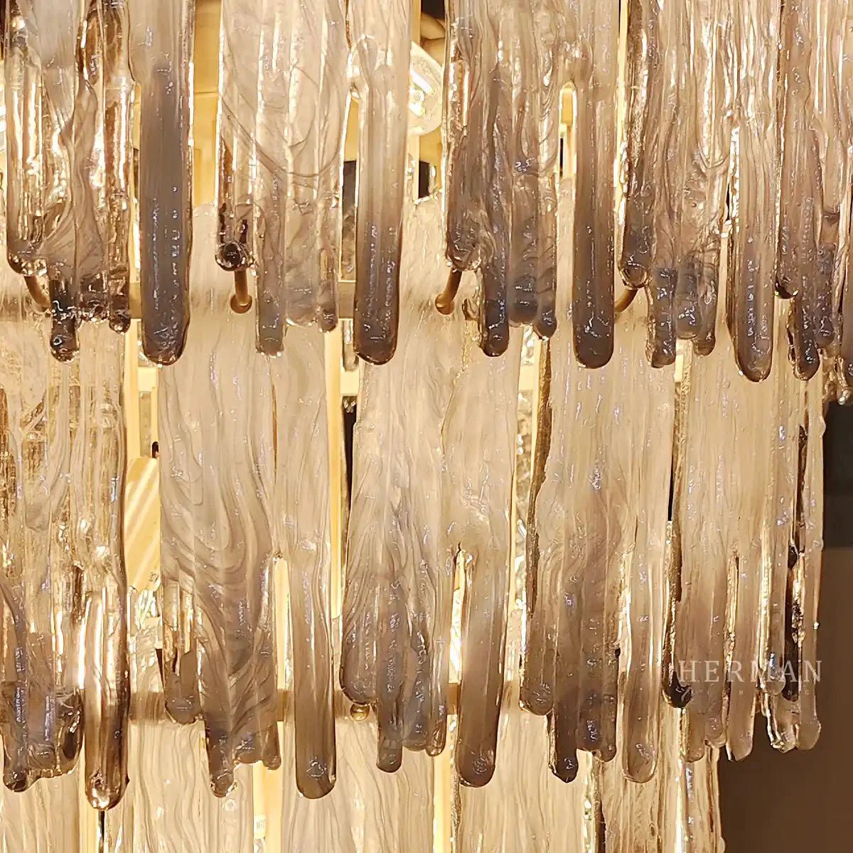 Saint Roch Modern Glass Chandelier Brass & Glass - LargeBlushlighting