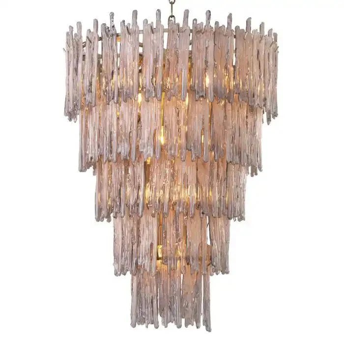 Saint Roch Modern Glass Chandelier Brass & Glass - LargeBlushlighting