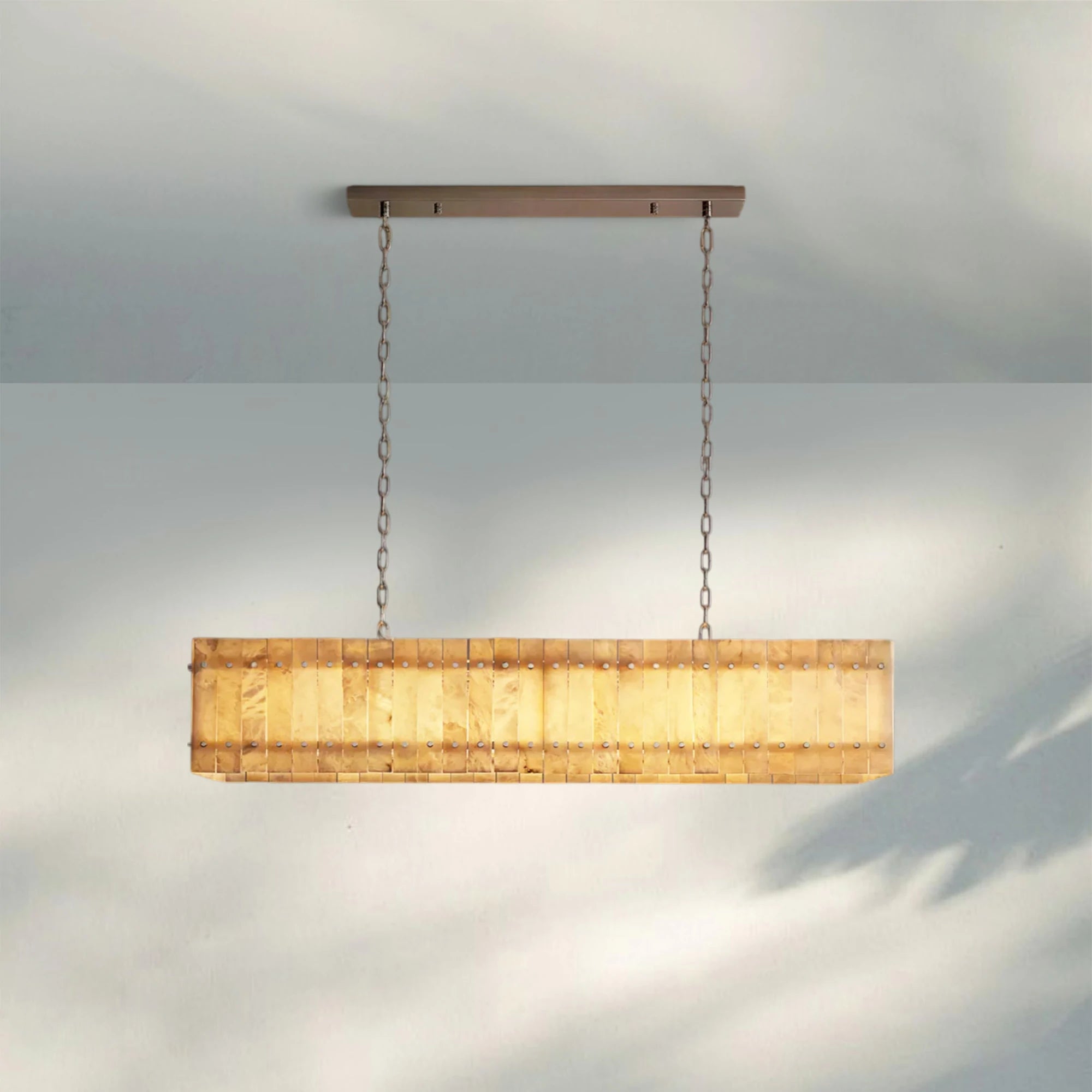 Sun Marco Alabaster Linear Chandelier 54" 72"-54"-Nickel-Blushlighting