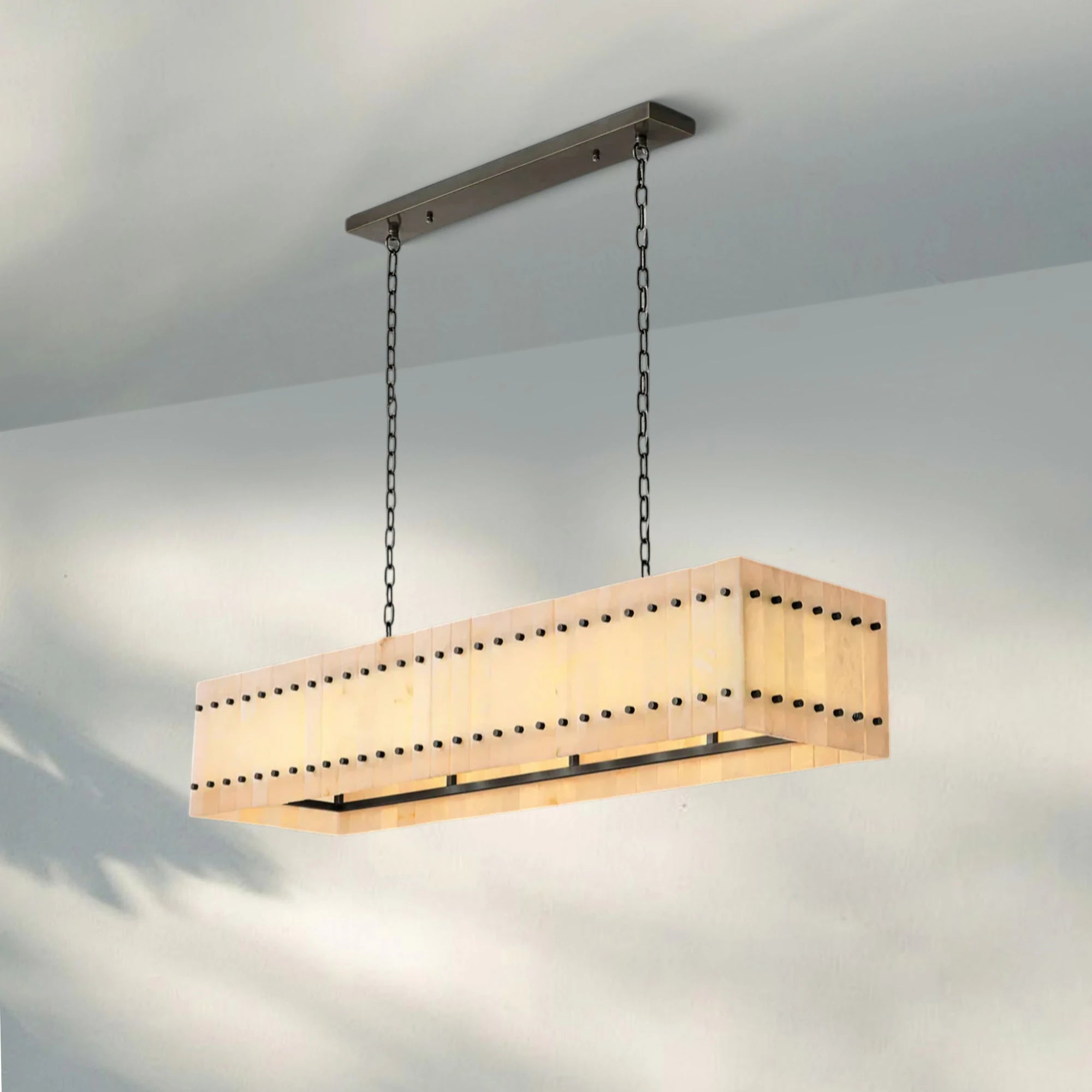Sun Marco Alabaster Linear Chandelier 54" 72"-Blushlighting