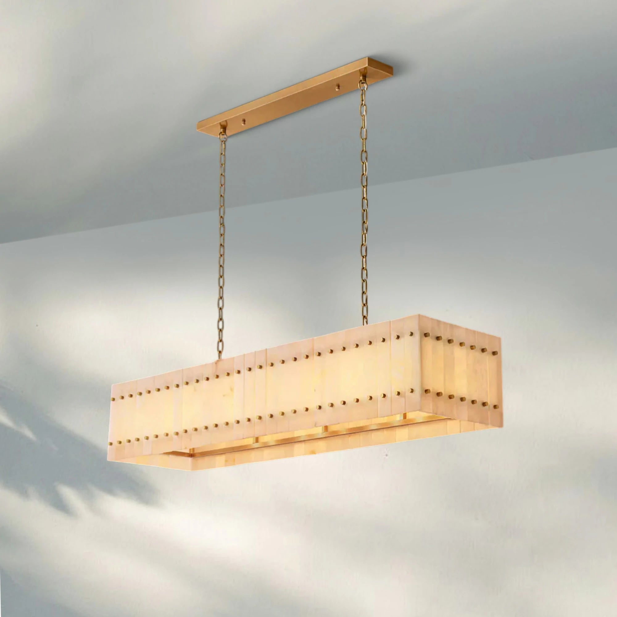 Sun Marco Alabaster Linear Chandelier 54" 72"-Blushlighting