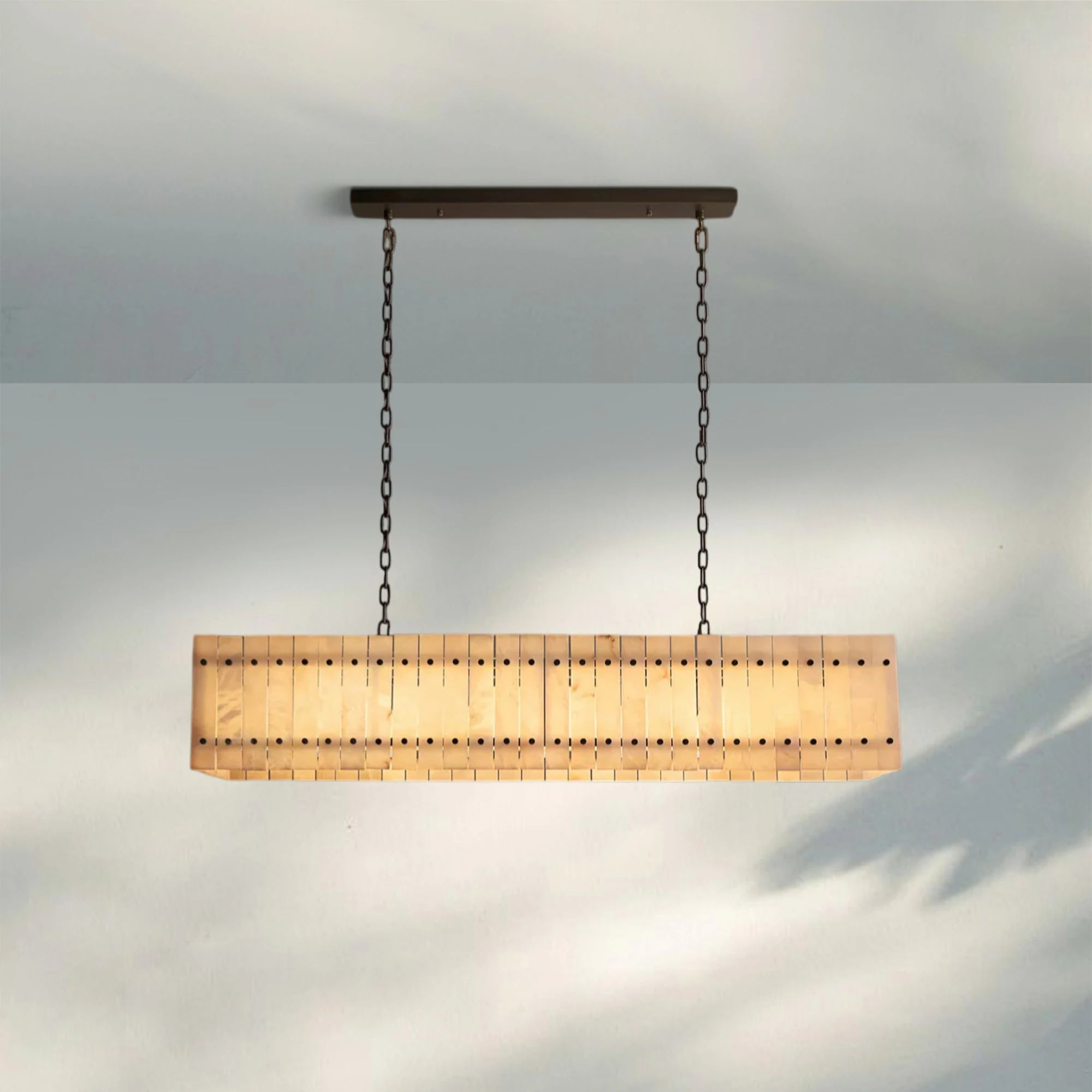 Sun Marco Alabaster Linear Chandelier 54" 72"-54"-Bronze-Blushlighting