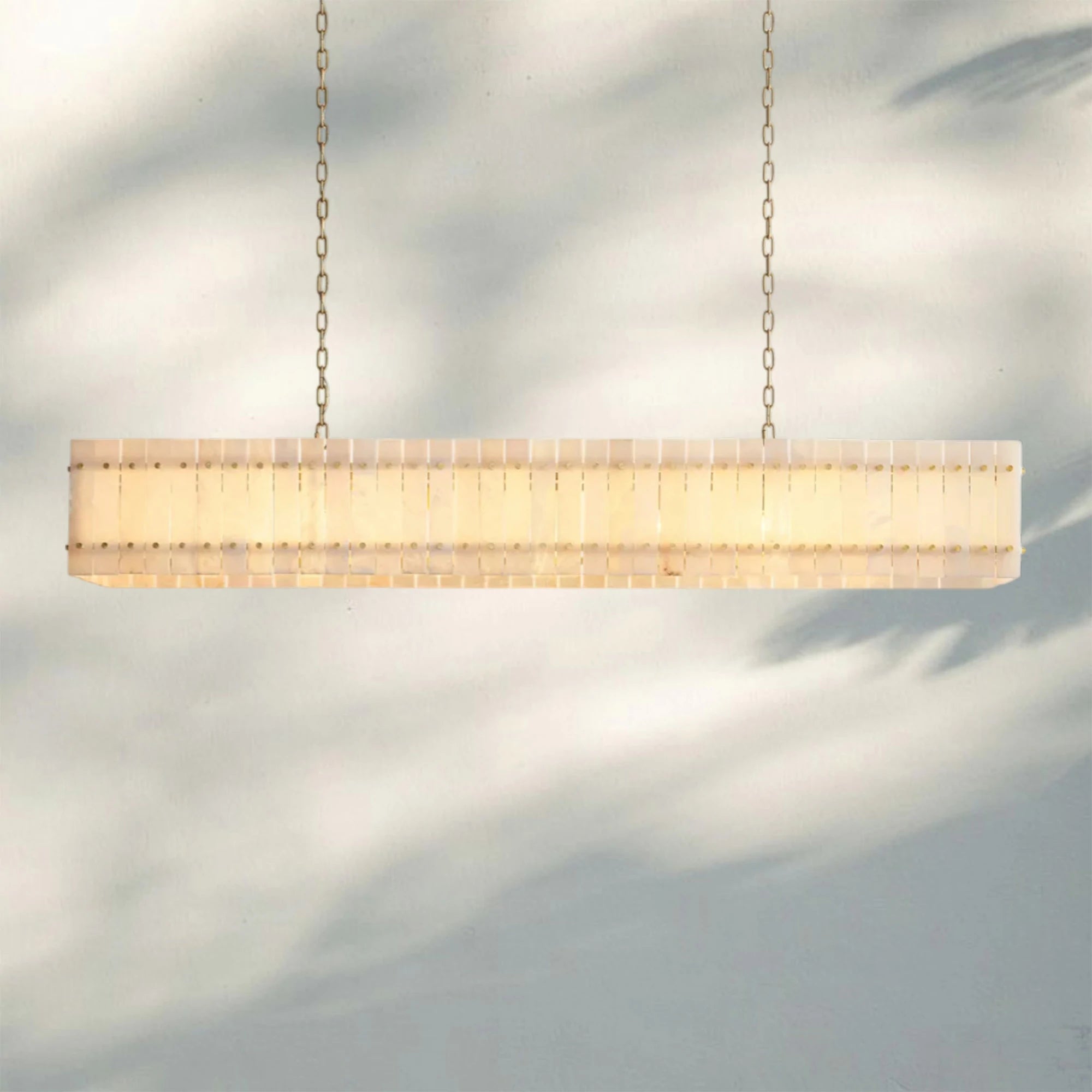 Sun Marco Alabaster Linear Chandelier 54" 72"-72"-Brass-Blushlighting