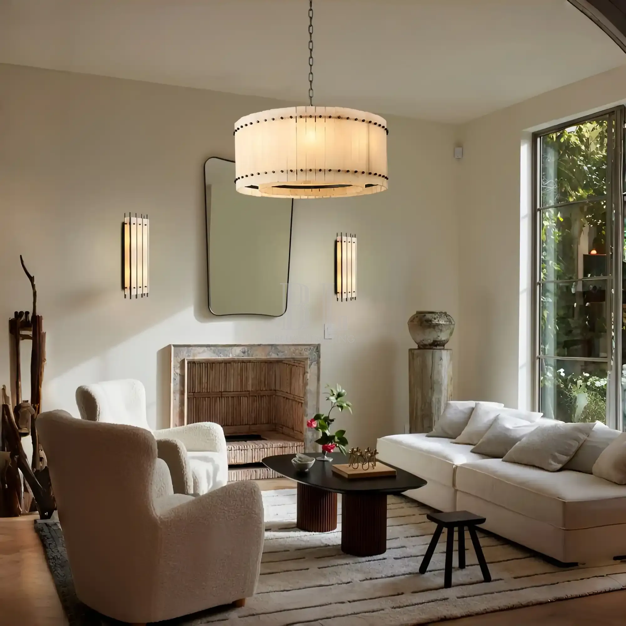 Sun Marco Alabaster Round Chandelier 22'' 37'' 48'' 60''-37''-Bronze-Blushlighting