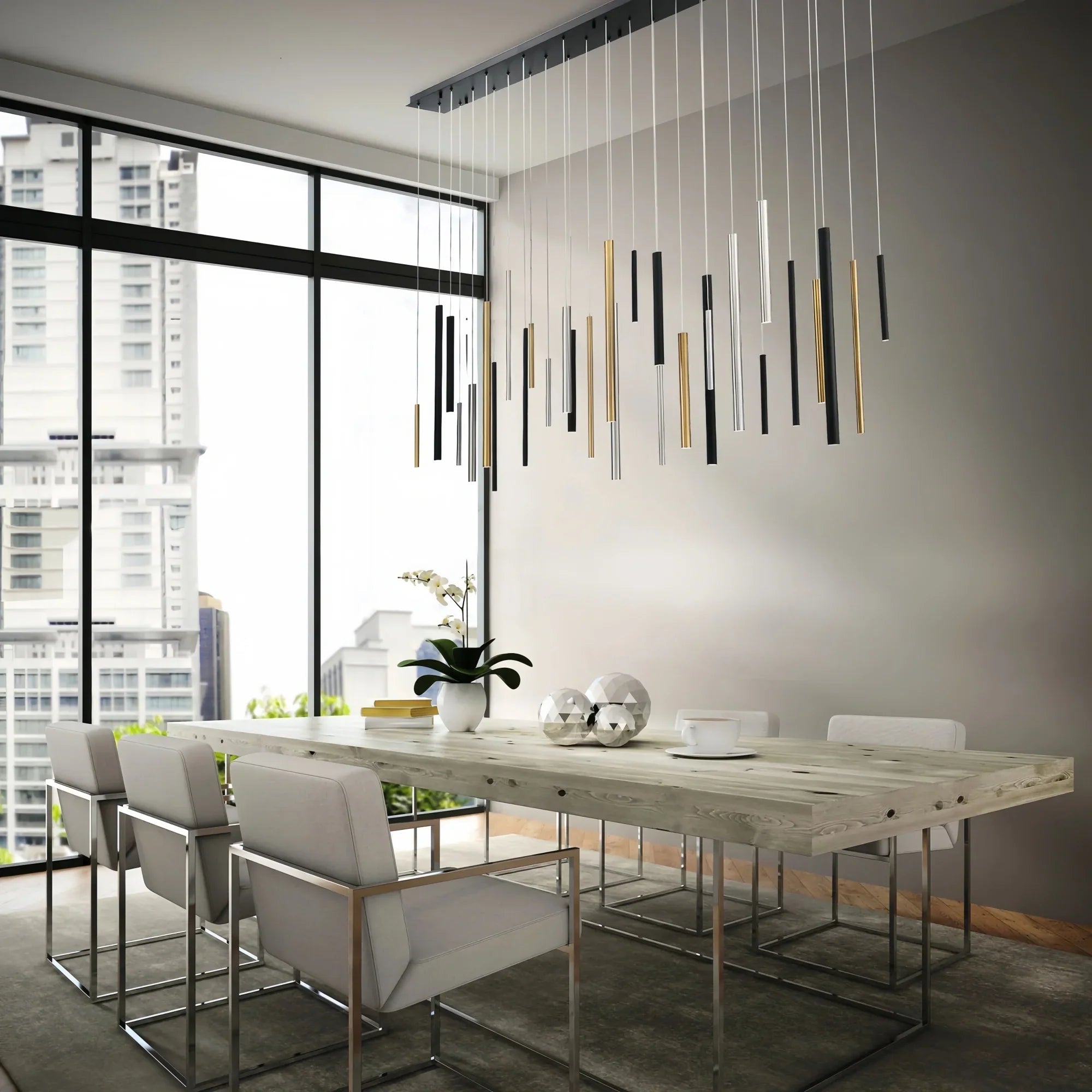 Santana Modern Linear Multi Light Pendant for Kitchen Island - 42"L x 10"W x 1.25"HAntique BrassBlushlighting