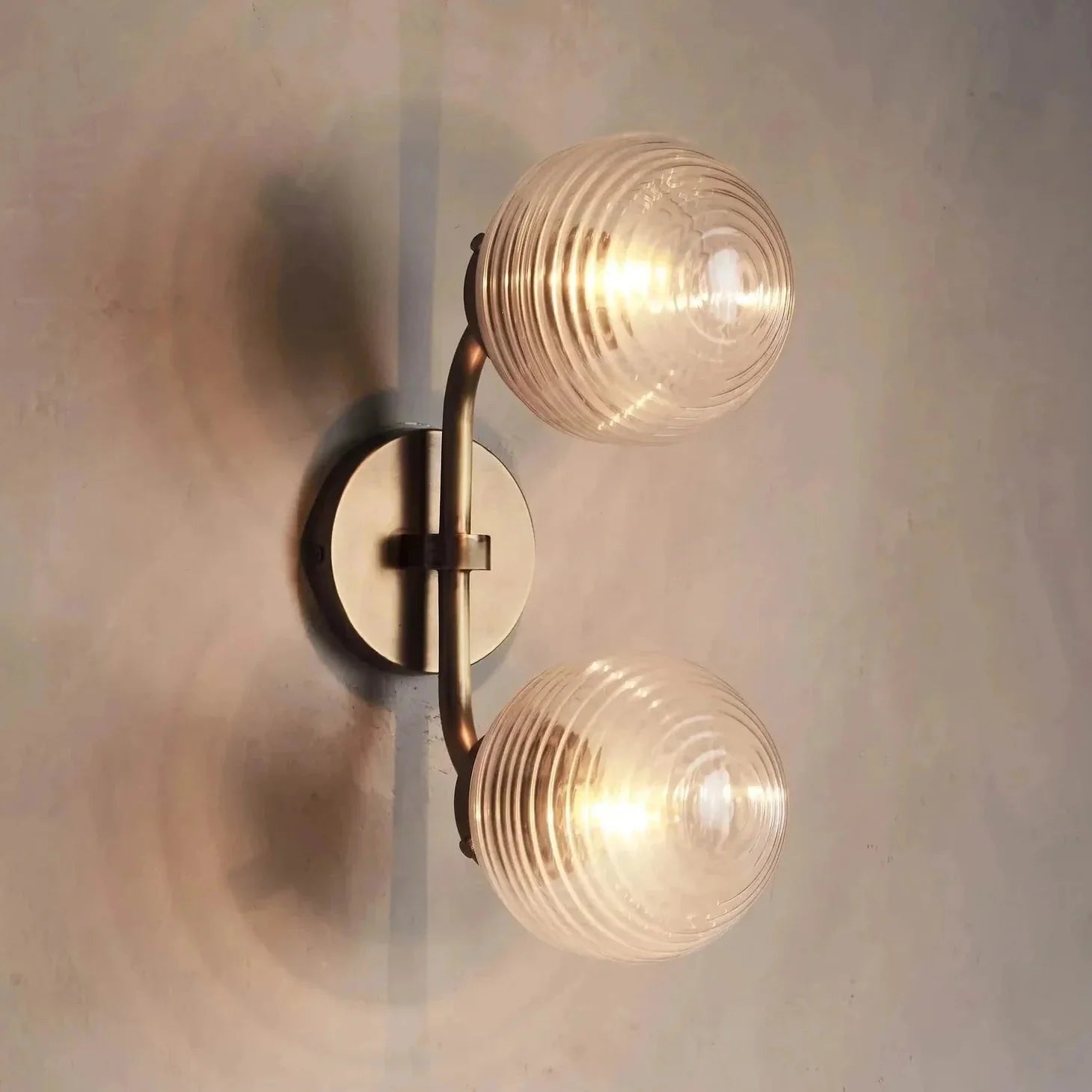 Sayre Linear Glass Globe Two Head Wall Sconce - NickelBlushlighting