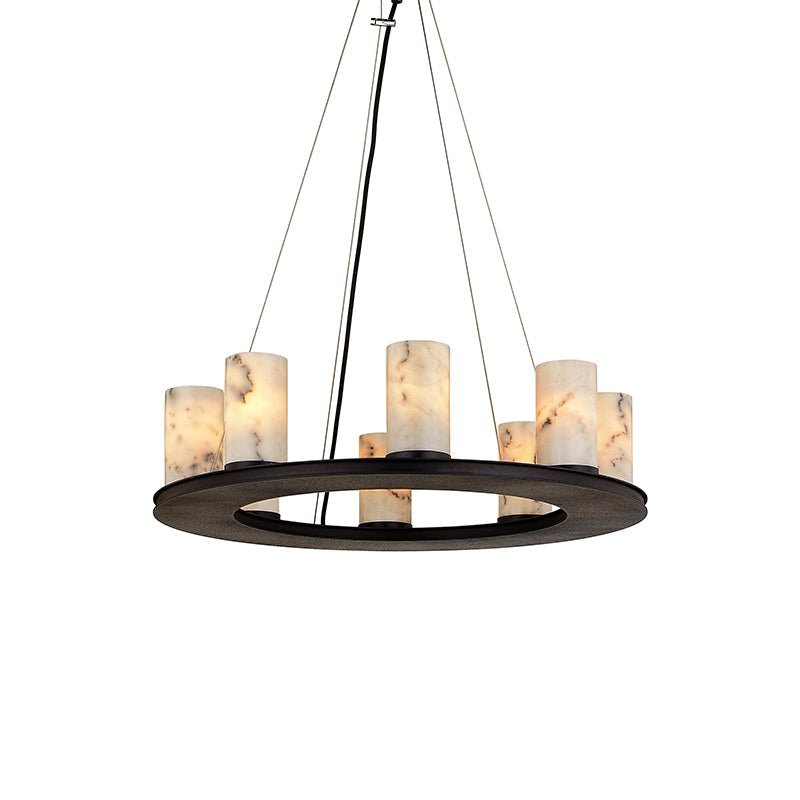 Scarlett Modern Round Industrial Candelabra Round Black Alabaster Chandelier - Blushlighting