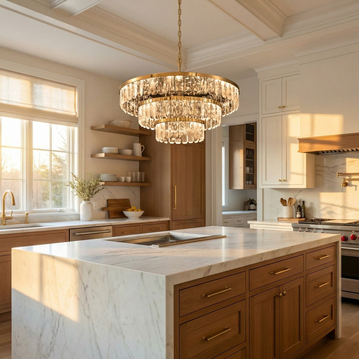 Selene Round Crystal Chandelier - Ø31.5" × H6.3" (Ø80 × H16 cm)Blushlighting
