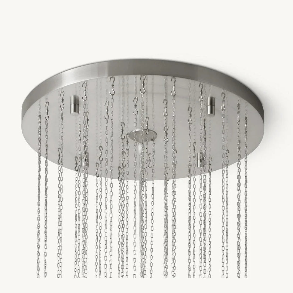 Chandelier with hanging chains on a white background