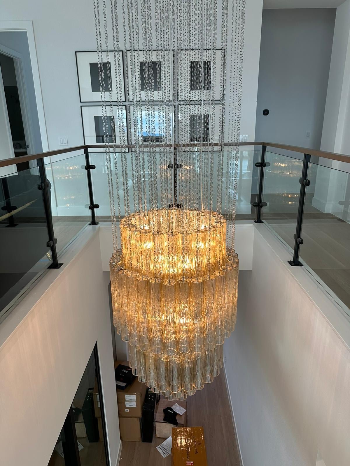 Serenella Round Chandelier for Foyer/Entry - 24''Satin NickelBlushlighting