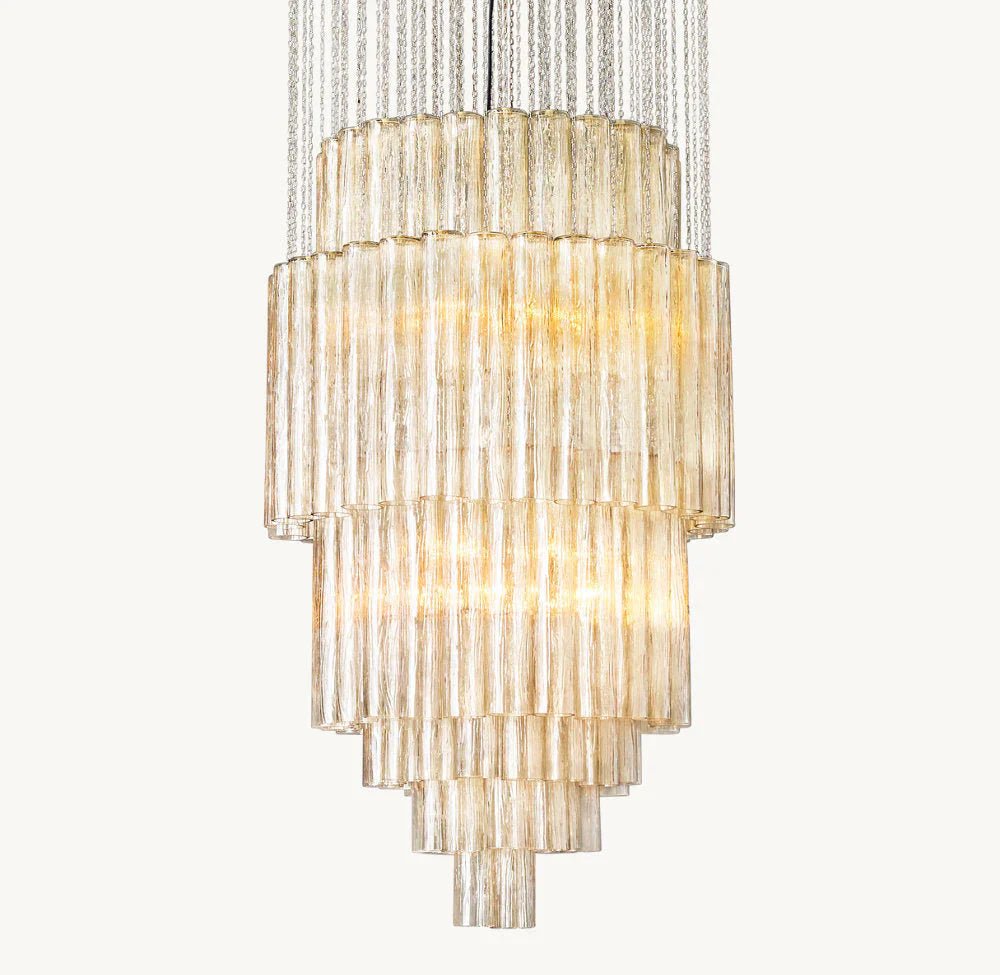 Serenella Round Chandelier for Foyer/Entry-Blushlighting-30''-Satin Nickel-Blushlighting