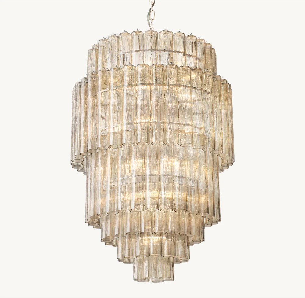 Serenella Round Chandelier for Foyer/Entry-Blushlighting-34''-Satin Nickel-Blushlighting