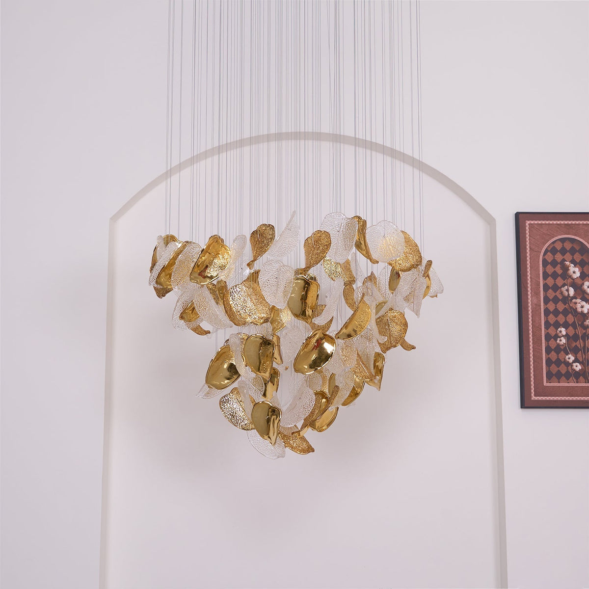 Shake Leaves Chandelier - ∅ 31.8″ x 78.7″ / Dia 80cm x 200cmGold & ClearWarm LightBlushlighting