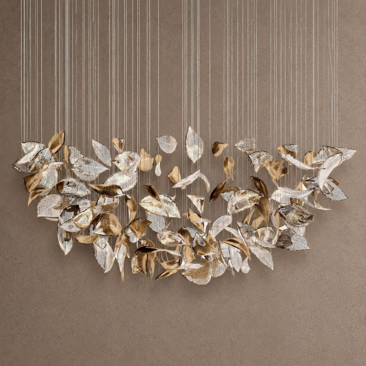 Shake Leaves Chandelier - ∅ 31.8″ x 78.7″ / Dia 80cm x 200cmGold & ClearWarm LightBlushlighting