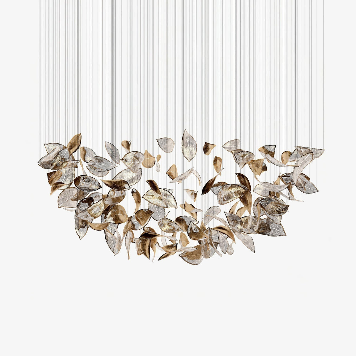 Shake Leaves Chandelier - ∅ 31.8″ x 78.7″ / Dia 80cm x 200cmGold & ClearWarm LightBlushlighting