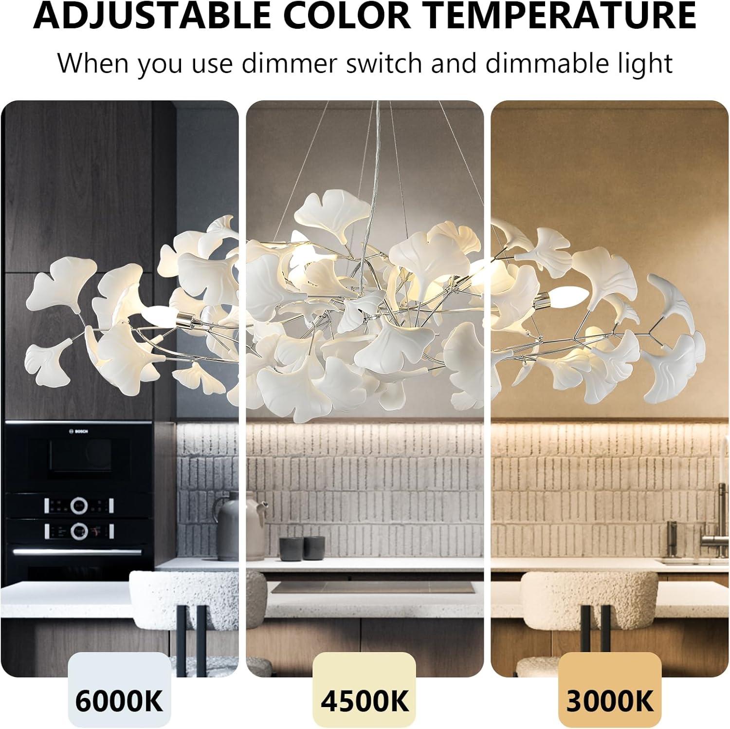 Silver Ceramic Ginkgo Leaf Branch Chandelier – 47.2" Brass Rectangle - Silver47.2INCHBlushlighting