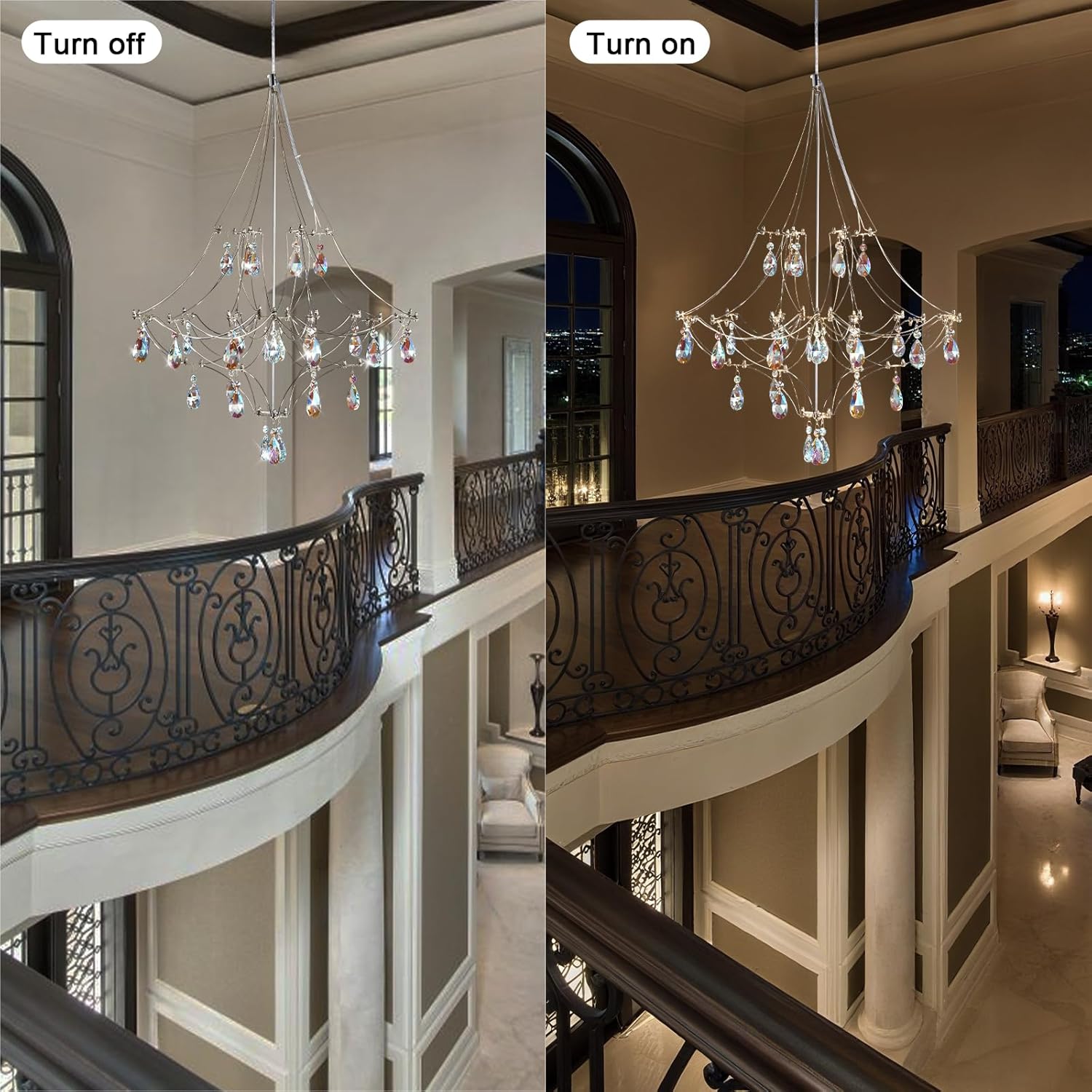 Silver Crystal Round Chandelier 23.6" Modern Luxury Raindrop Light - Round - D23.6"Blushlighting