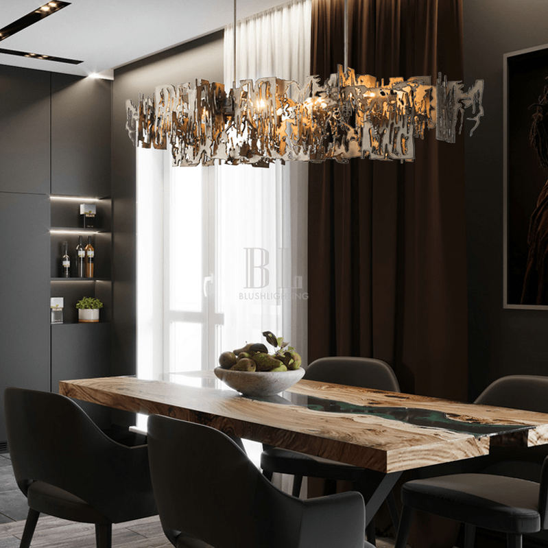 Simple Artistic Metal Dining Table Chandelier - 31.5"LBlushlighting