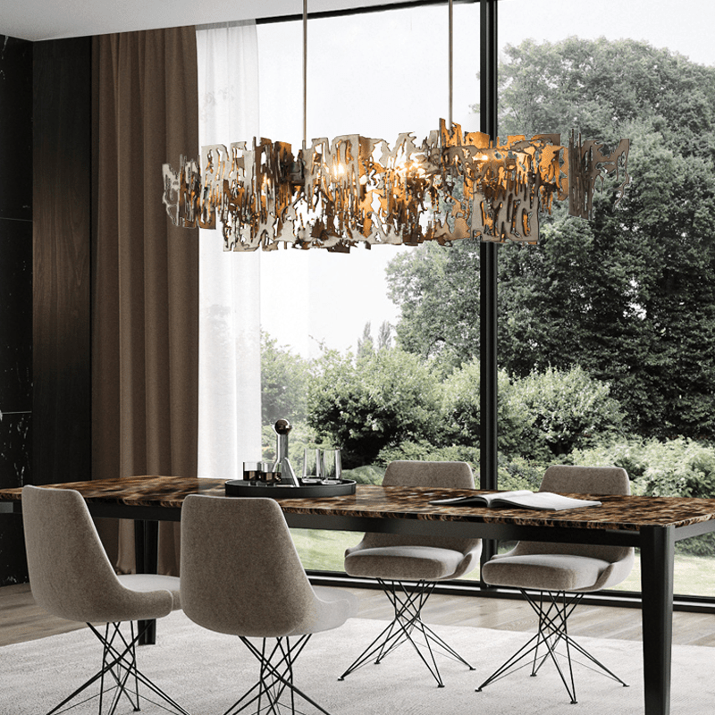 Simple Artistic Metal Dining Table Chandelier - 31.5"LBlushlighting
