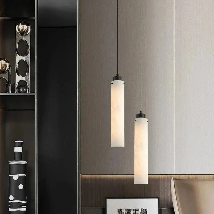 Simple marble pendant lamp - Dia 2.7”(7cm) x H 9.8”(25cm)Copper & White MarbleBlushlighting