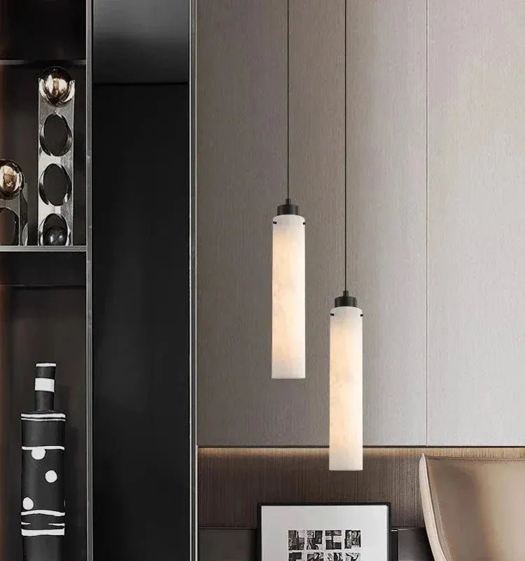 Simple marble pendant lamp - Dia 2.7”(7cm) x H 9.8”(25cm)Copper & White MarbleBlushlighting