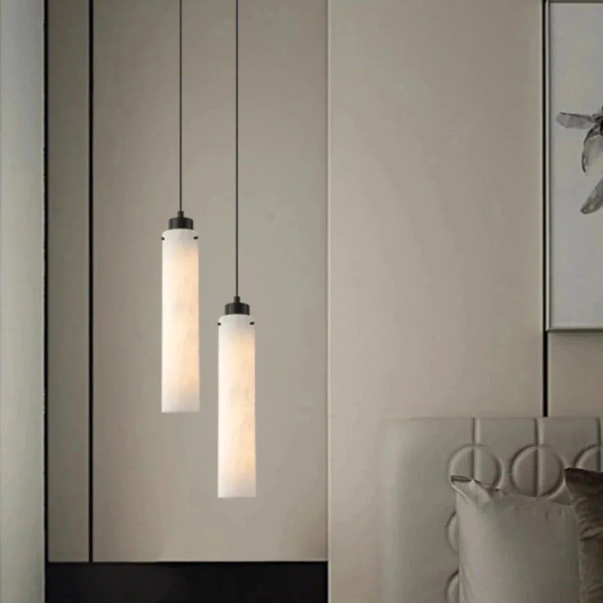 Simple marble pendant lamp - Dia 2.7”(7cm) x H 9.8”(25cm)Copper & White MarbleBlushlighting
