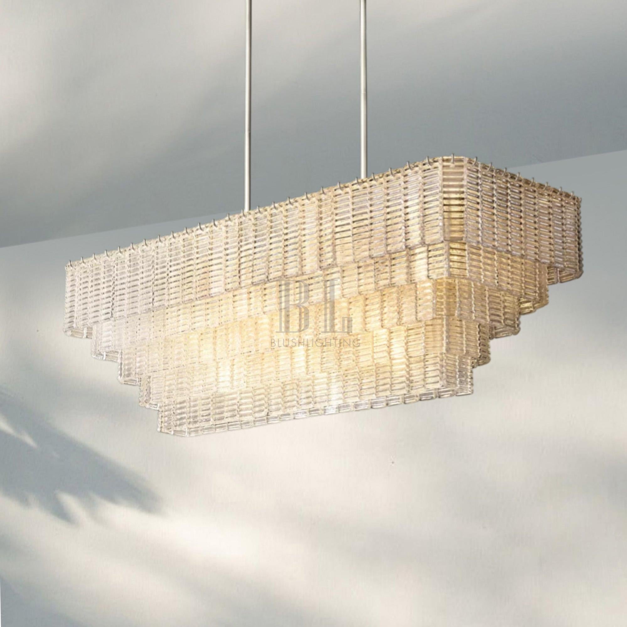 Sirena Glass Rectangular Chandelier 59"-