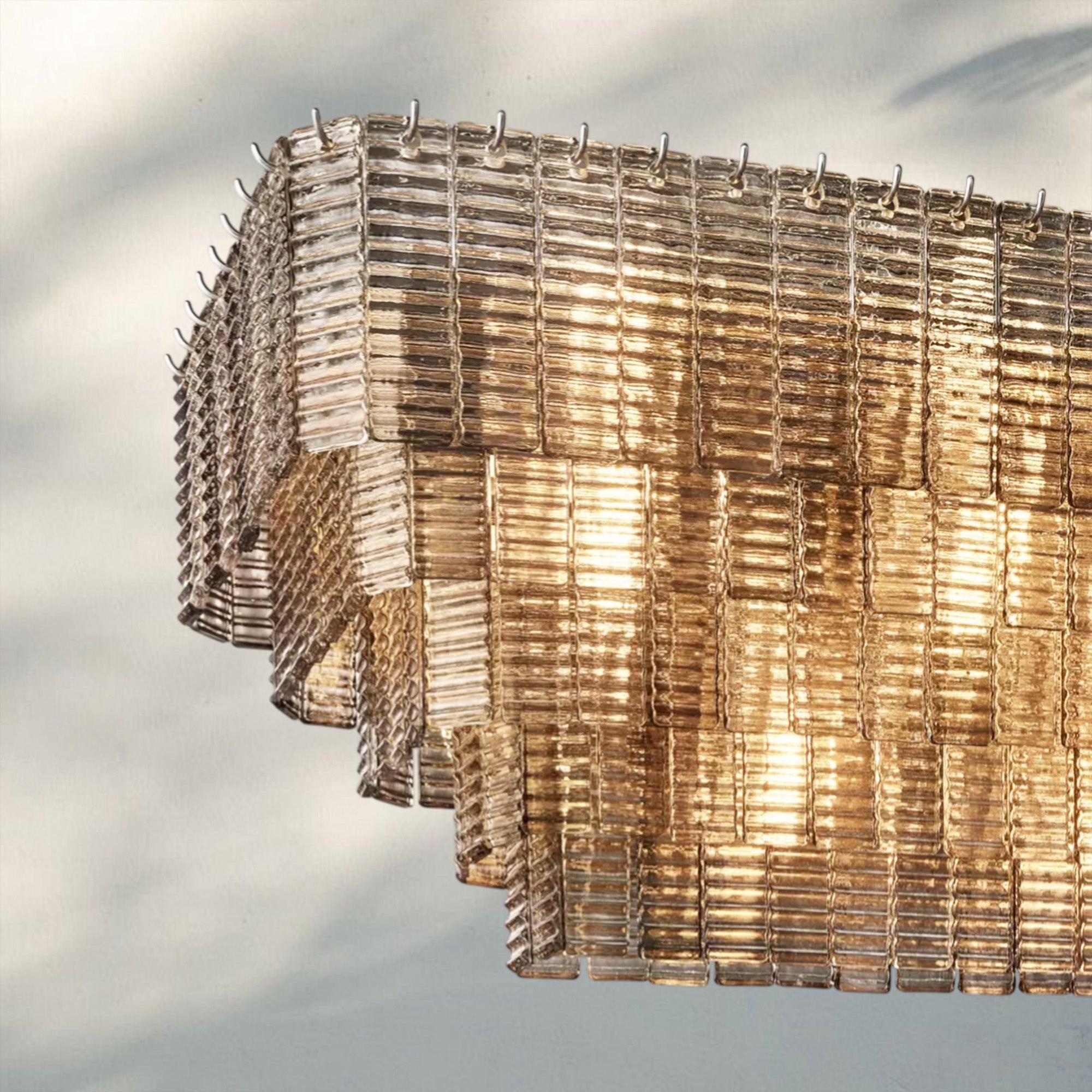 Sirena Glass Rectangular Chandelier 59"-