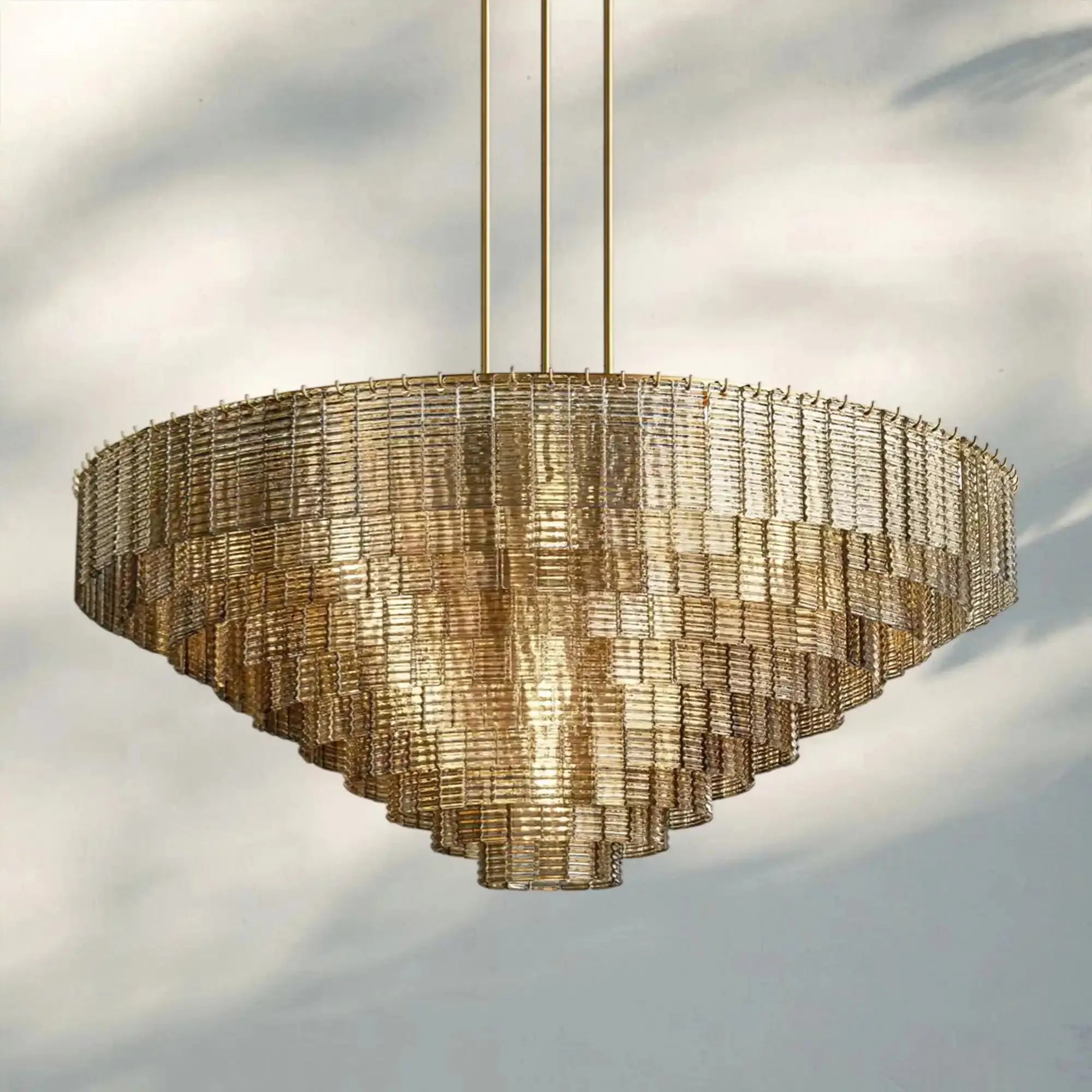 Sirena Smoke Round Chandelier 41" 52‘’ 65‘’-65-Lacquered Brass-Smoke