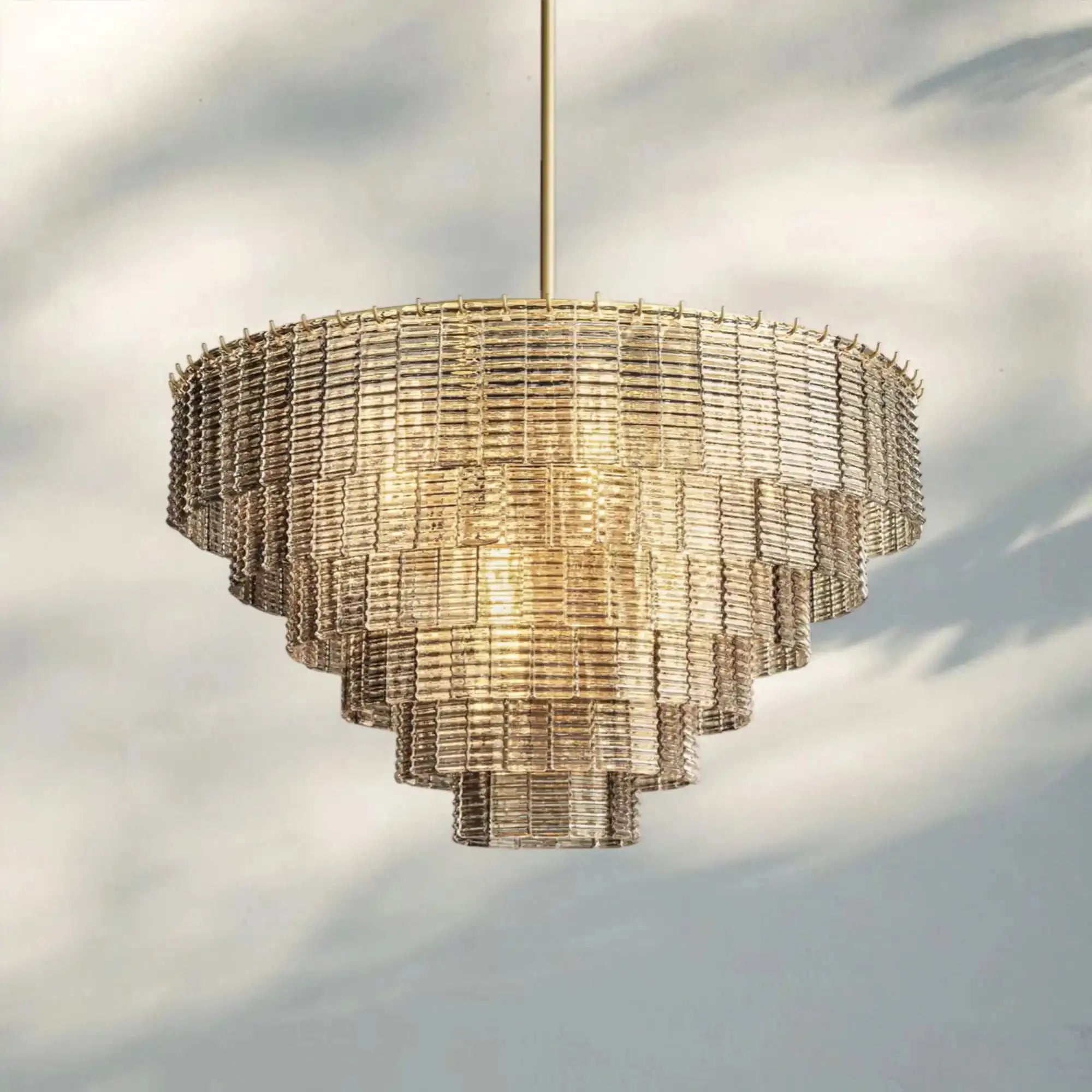 Sirena Smoke Round Chandelier 41" 52‘’ 65‘’-41''-Lacquered Brass-Smoke