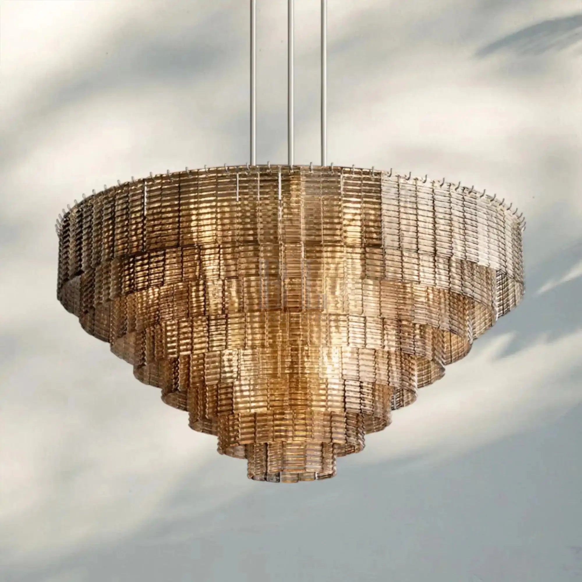 Sirena Smoke Round Chandelier 41" 52‘’ 65‘’-52''-Satin Nickel-Smoke