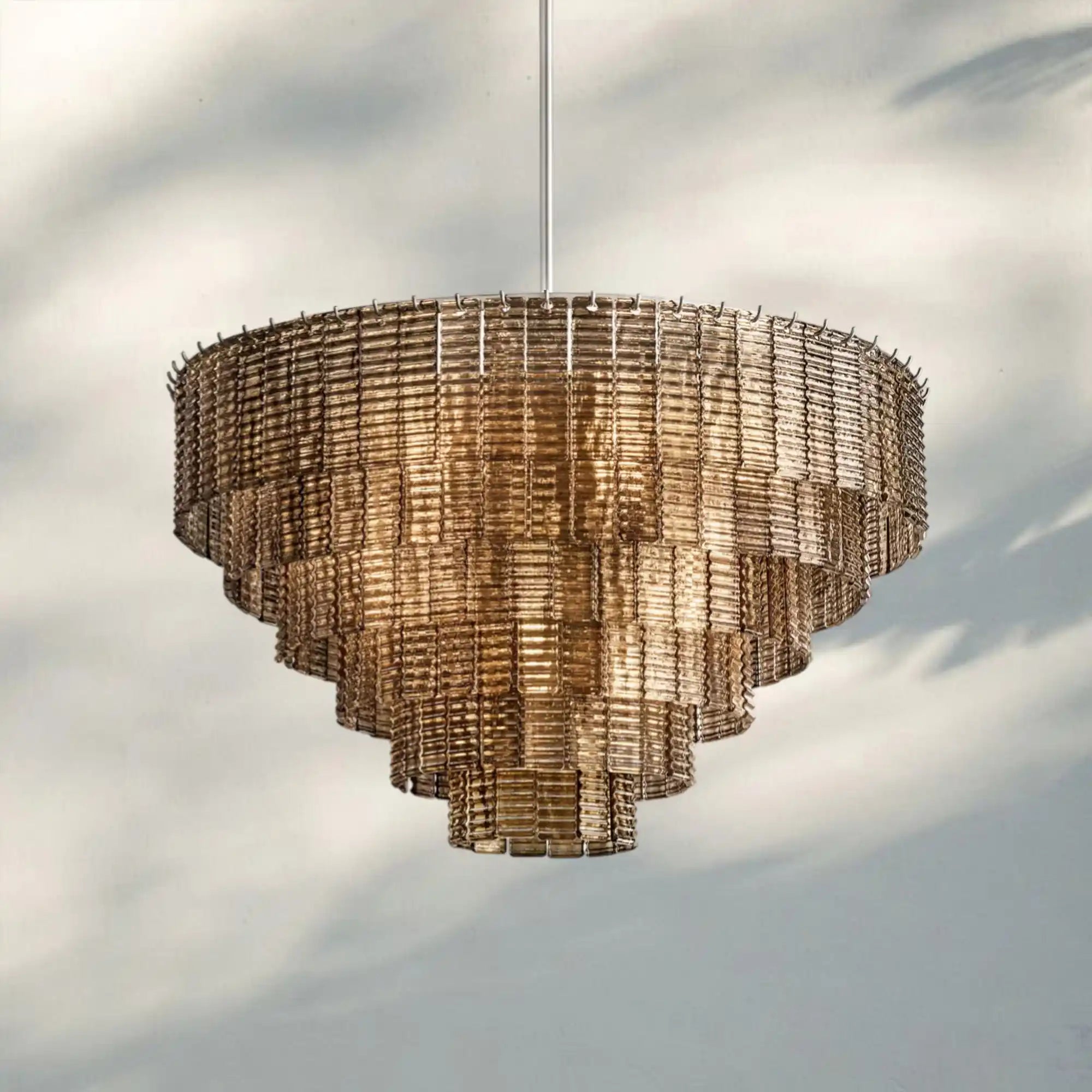 Sirena Smoke Round Chandelier 41" 52‘’ 65‘’-41''-Satin Nickel-Smoke