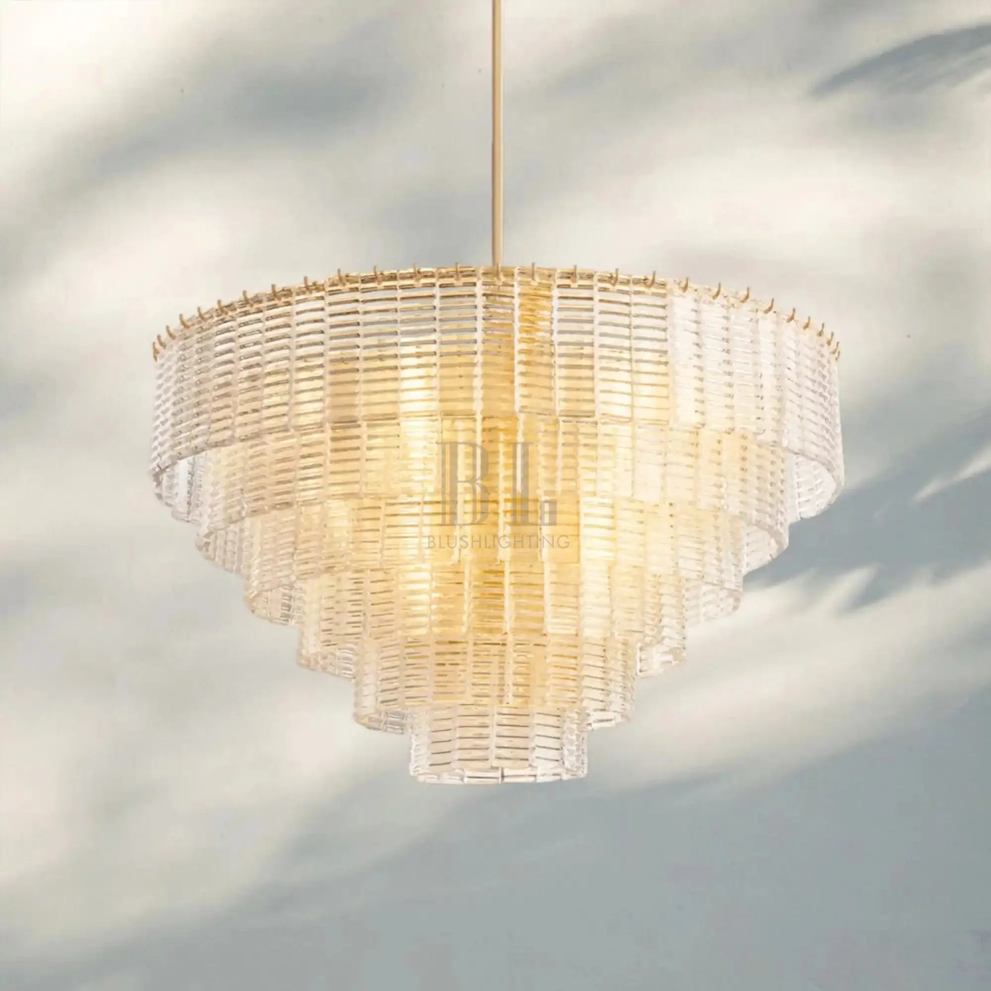 Sirena Smoke Round Chandelier 41" 52‘’ 65‘’-41''-Lacquered Brass-Clear