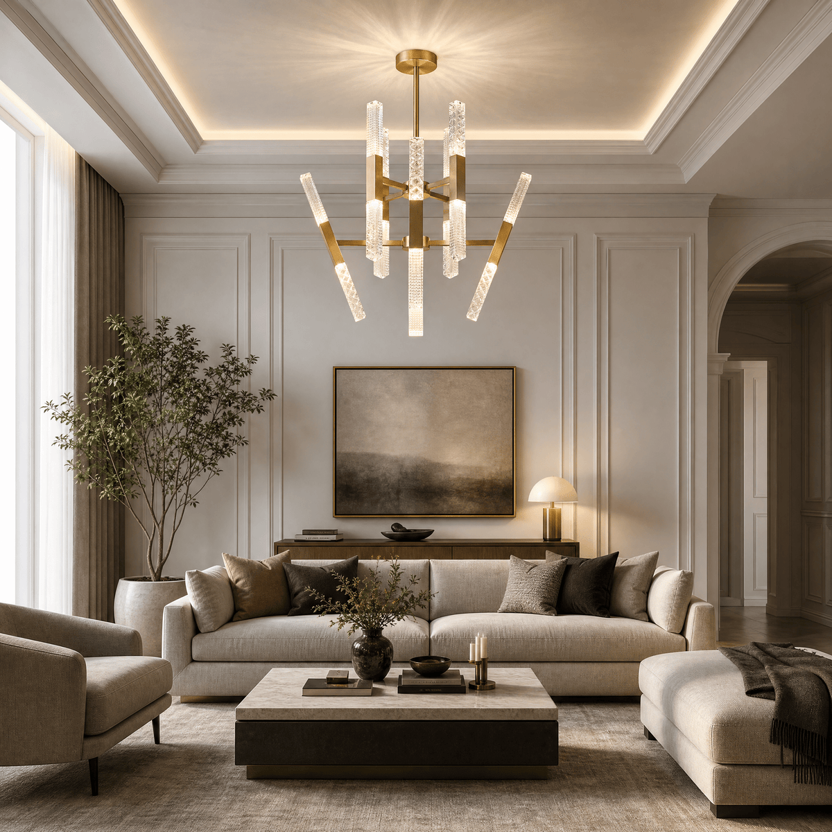 Siro Crystal Glass Pendant Light 27.8" - Blushlighting