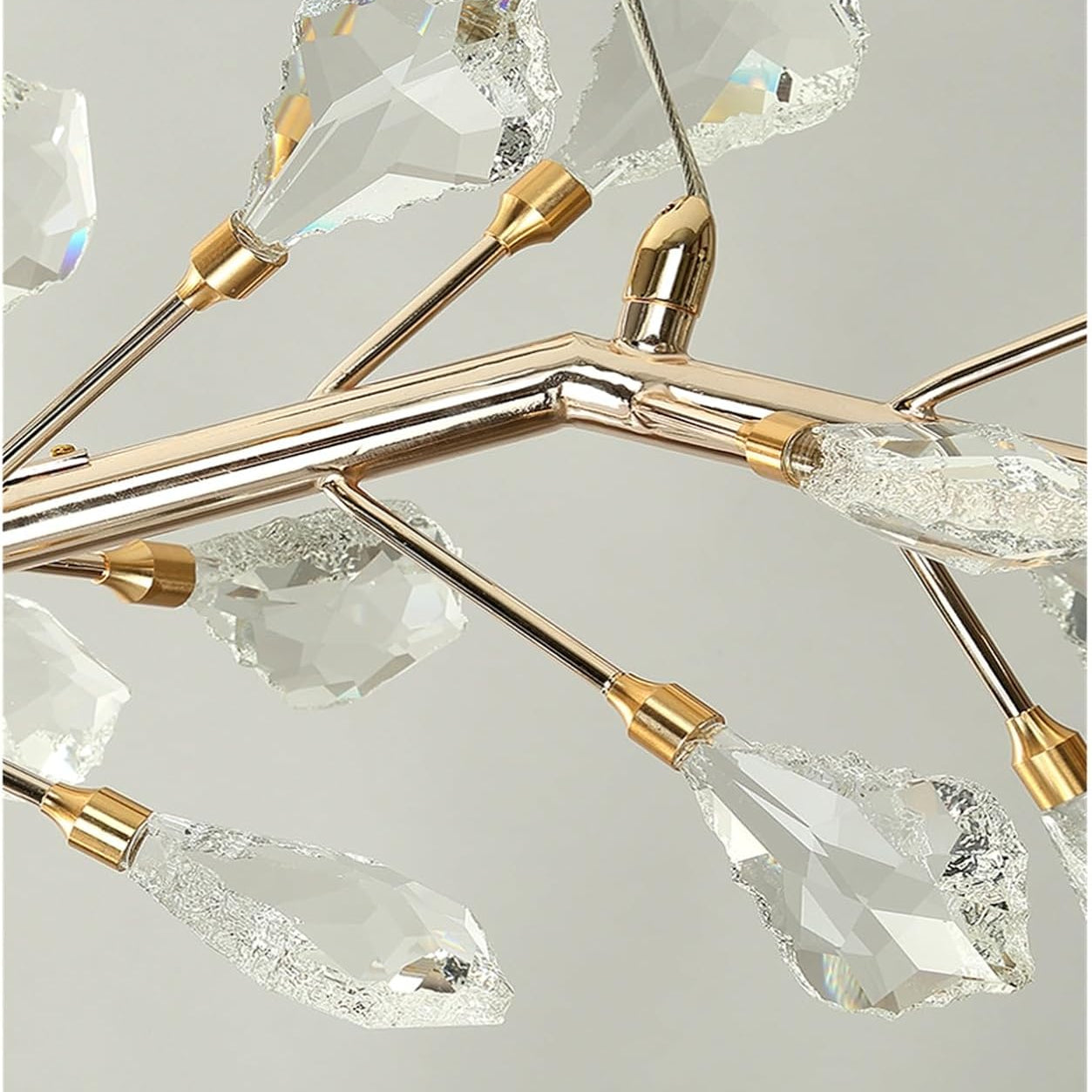 Sleek Modern Branch Crystal Leaves Linear Chandelier for Kitchen Island and Dining Room - L39.4"(L100cm)Warm LightBlushlighting