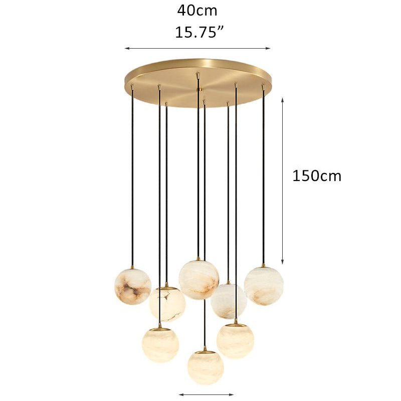 Small Alabaster Cluster Globes Ceiling Pendant Light For High Ceiling - 8-light-D12cm/D4.72"White + BrassBlushlighting