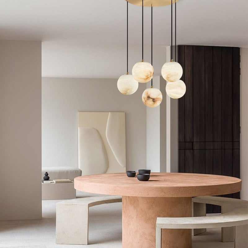 Small Alabaster Cluster Globes Ceiling Pendant Light For High Ceiling - 1-light-D10cm/D3.94"White + BrassBlushlighting