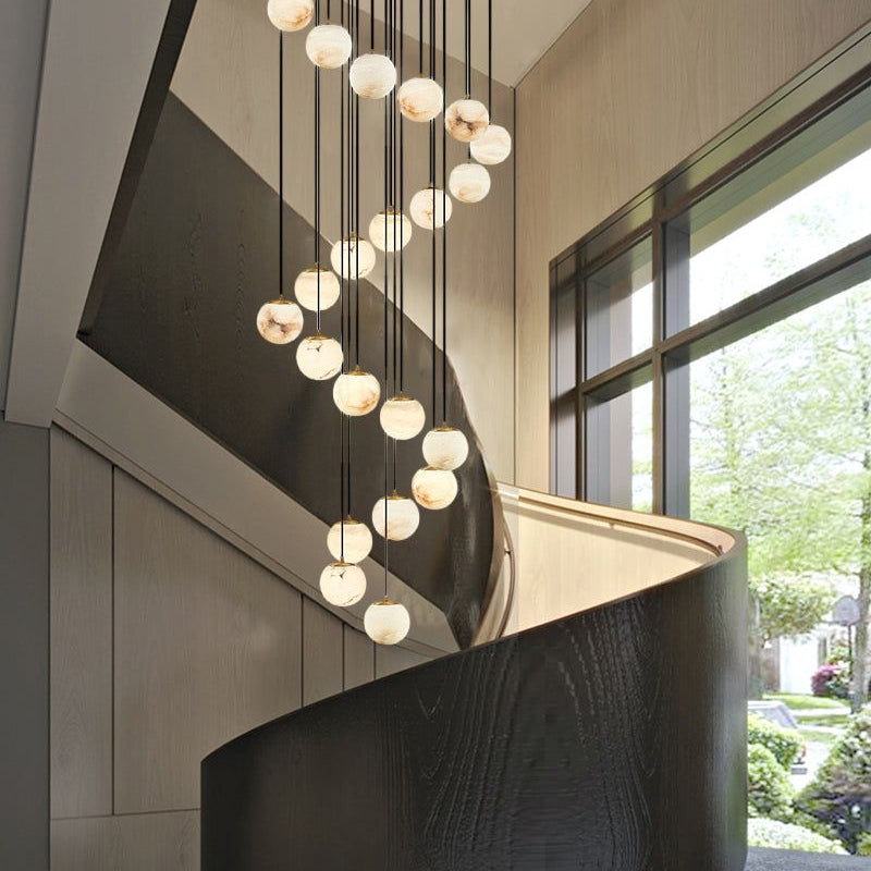 Small Alabaster Cluster Globes Ceiling Pendant Light For High Ceiling - 1-light-D10cm/D3.94"White + BrassBlushlighting