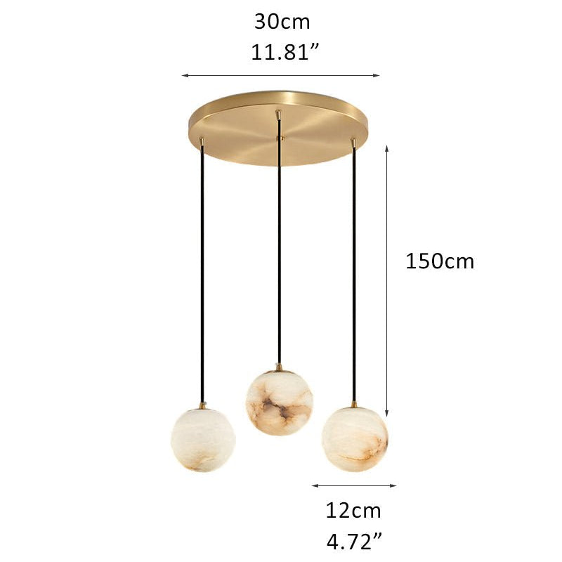 Small Alabaster Cluster Globes Ceiling Pendant Light For High Ceiling - 3-light-D12cm/D4.72"White + BrassBlushlighting
