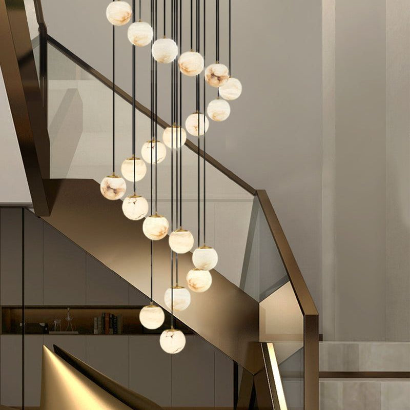 Small Alabaster Cluster Globes Ceiling Pendant Light For High Ceiling - 1-light-D10cm/D3.94"White + BrassBlushlighting