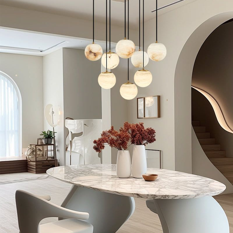 Small Alabaster Cluster Globes Ceiling Pendant Light For High Ceiling - 1-light-D10cm/D3.94"White + BrassBlushlighting